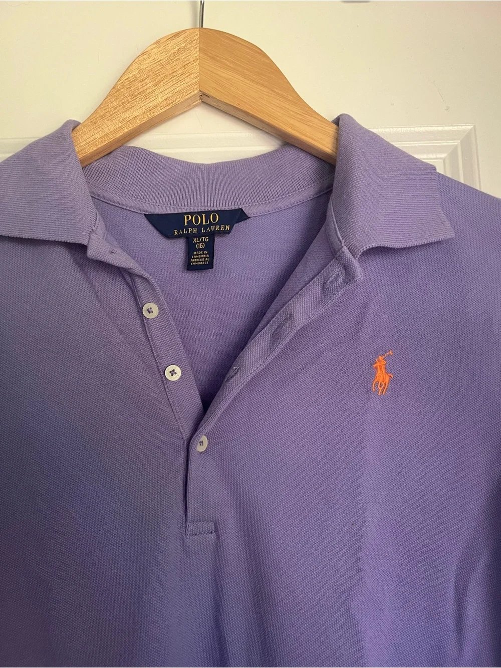Polo by Ralph Lauren Lavender Short Sleeve Polo with Orange Logo